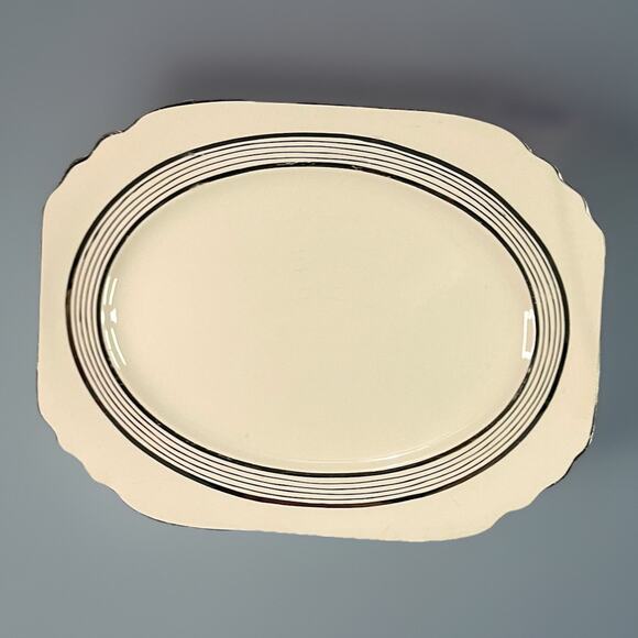 Limoges Peach Blo Ritz Platinum Serving Platter Scalloped Seabring Ohio Vintage - Picture 1 of 6